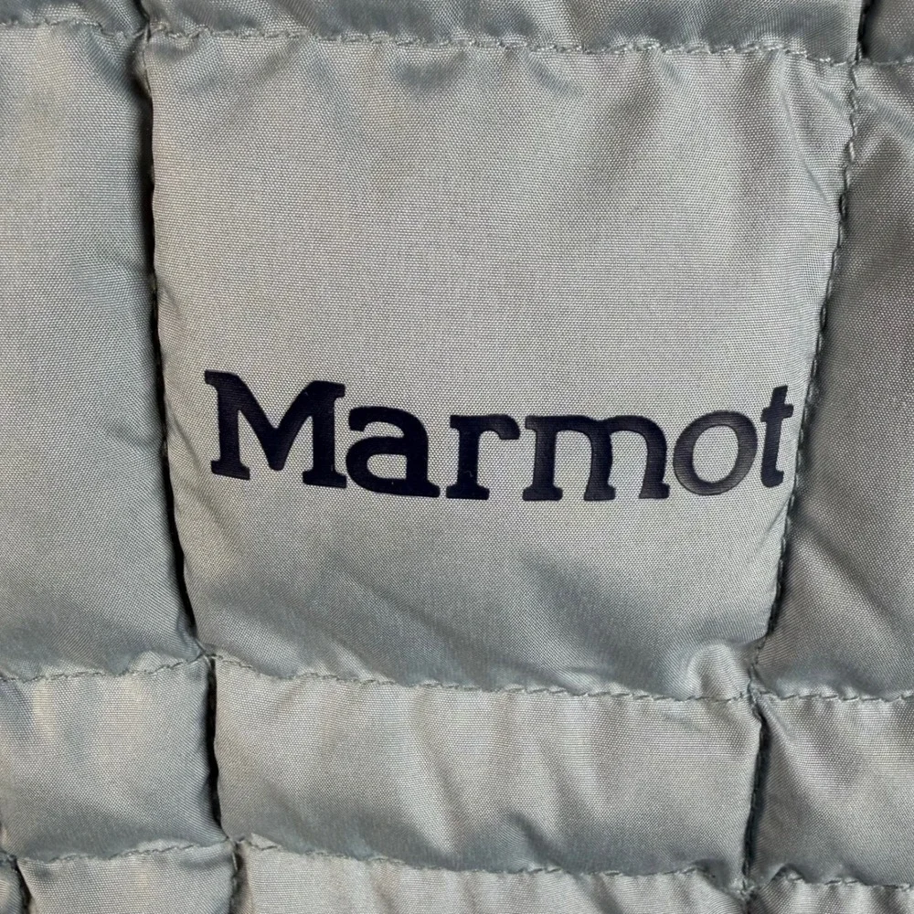 Marmot Boys Featherless Reversible Hooded Hybrid Puffer Navy Blue Grey XL Hiking